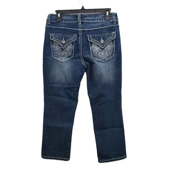 Nine West Jeans Women's Date Night Fit Dark Wash Embellished Straight Leg 28/6 - Picture 5 of 5